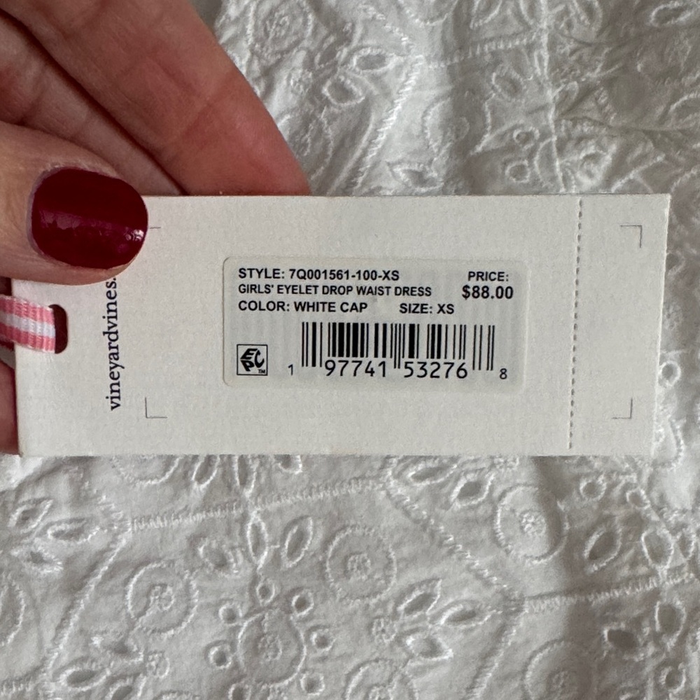 NWT Vineyard Vines Charming White Eyelet Kids Dress - Picture 4 of 7